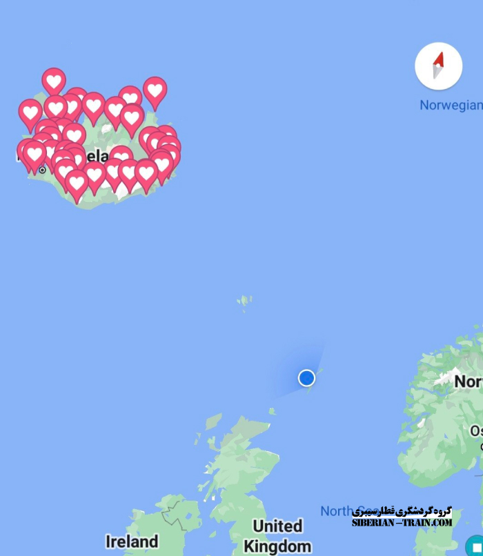 موقعیت من در مسیرپرواز ایسلند